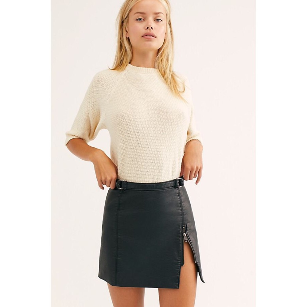 Free people midnight magic black leather skirt